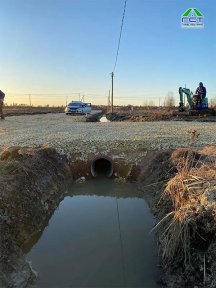 Елизаветино | Укладка 400 мм пластиковой трубы + парковка + площадка под бытовку